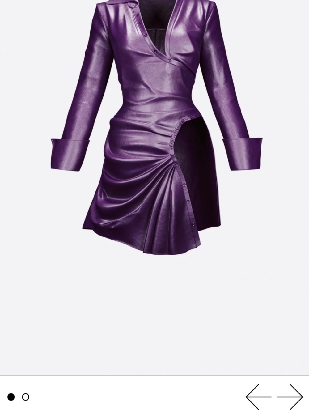 Hanifa Purple Satin Asymmetric Ruched Mini Dress. Never Worn.